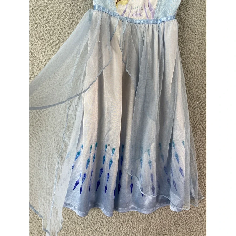 Disney Frozen Elsa‎ Nightgown Toddler Girls 5T Blue Excellent Mesh Overlay Dress